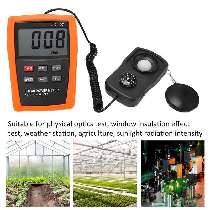 Solar Radiometer, LX‑107 Sun Light Radiation Testing Instrument Handheld Digital