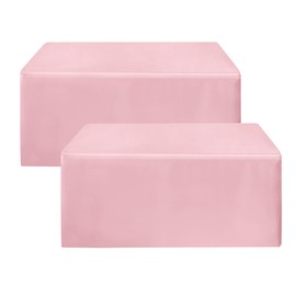 HolidayIdeas 2 Pack Fitted Pink Tableclothes - 48 x 24 Inch - Rectangle Tablecloths for 4 Foot Tables, Polyester Fabric Table Covers for Parties, Baby Shower, Wedding, Trade Show