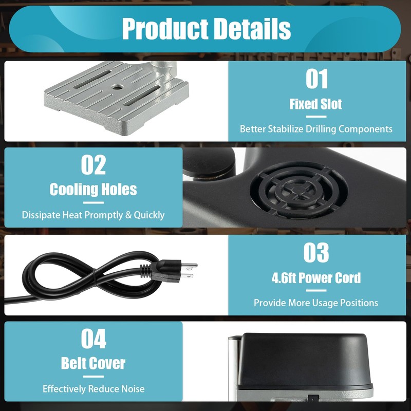 Rocoreny Small Benchtop Drill Press, 3-Speed Mini Wen Drill Press