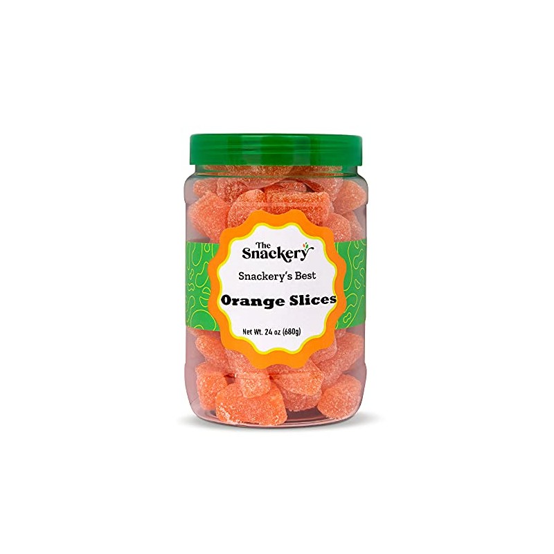 The Snackery, Orange Slices Candy in Round Plastic Jar, 1.5