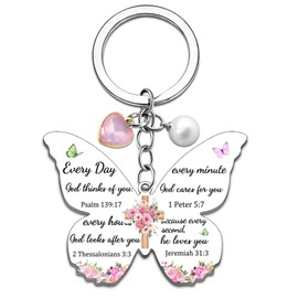 OZUEMUL Stocking Stuffers for Adults Women Christian Gifts for Womens Butterfly Scirpture Keychian Gift Women Stocking Stuffers Inspirational Faith Based Gift for Womens Christmas Gifts 2025