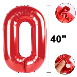 Red 0 Balloon Number Balloon 40 Inch, 0 Digital 0 Helium Balloons 10 20 30 40 50 100 Birthday Decorations Birthday Party Anniversary Supplies Decorations