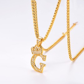 U7 Bling Letter Pendant Men Women 18K Gold Plated Hip Hop Initial Name Necklace Full CZ Iced Alphabet G Necklace