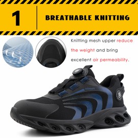 Loiston Unisex Self-Locking Safety Shoes Size 36-46, K02 Blue, 45 EU