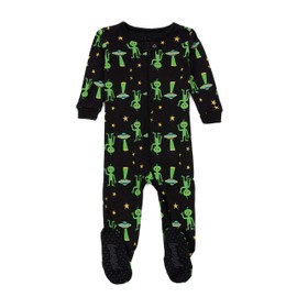 Leveret Kids & Toddler Footed Pajamas Boys Girls 100% Cotton Alien (Size 18-24 Months)