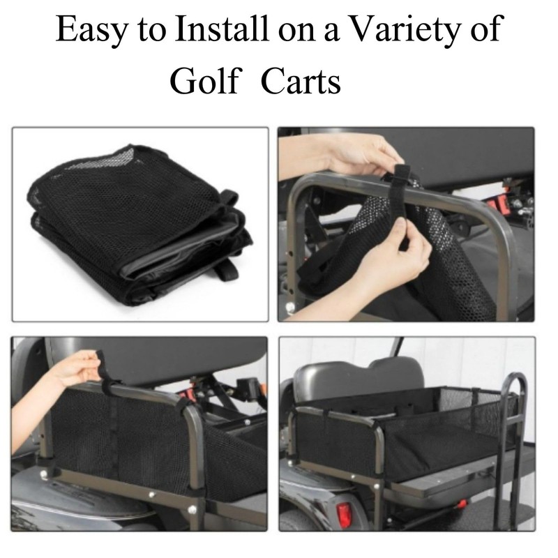bangminda Universal Golf Cart Organizer, Mesh Storage Net with Adjustable