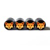 Orange Fox Face Tire Valve Caps - Black Aluminum -