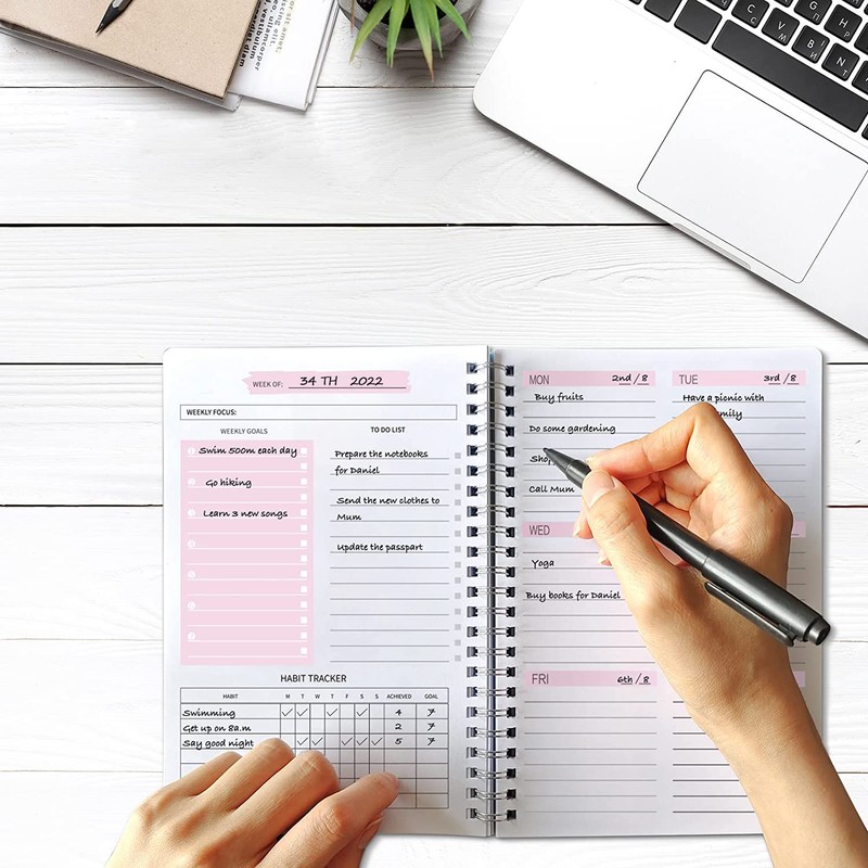 Moseem Weekly Planner Notebook, Undated A5 Planner Notebook Daily Planner
