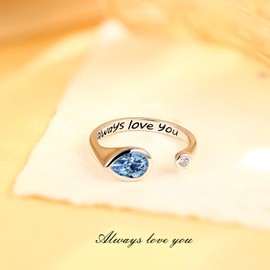 LEXLUNE Adjustable Birthday Gift Ring for Women 925 Sterling Silver Fine Jewelry Gift for Her, December Birthstone Tanzanite Ring,BER0176A-12