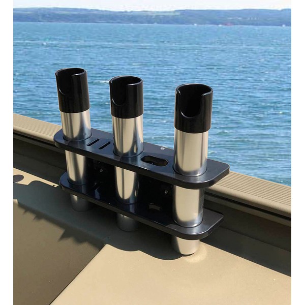 Brocraft Rod Holder for Tracker Boat - Versatrack System -3 Rods Storage -----Black
