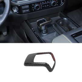 CheroCar Carbon Fiber Gear Shift Knob Cover Trim Decorative For Chevy Silverado 2022-2023