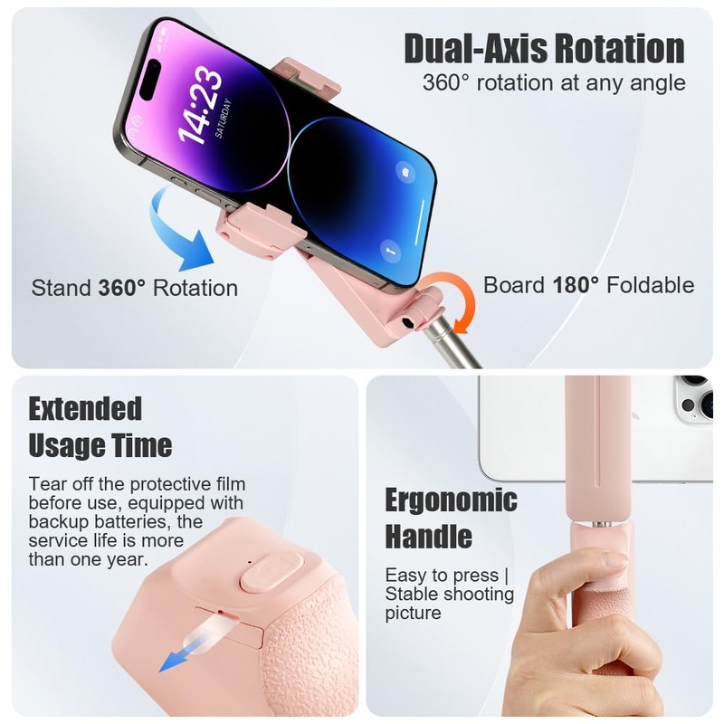 Adiwo Extendable Mini Selfie Stick Smartphone Selfie Stick for Vlog/Video