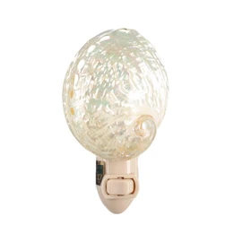 Nautical Crush Trading Seashell Night Light – Beach Night Light with Pearled Abalone – Shell Light for Bathroom – Sea Shell Lamp – Seashell Lamp Plug Into Wall