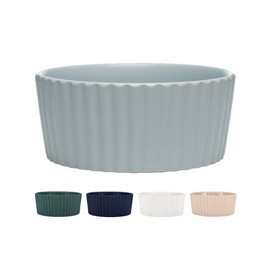 Waggo Ripple Ceramic Dog Bowl for Medium and Large Breeds - Modern with Matte Finish, Heavyweight Durable Pet Food and Water Dish Crock, Dishwasher Safe (Large, Cloud)