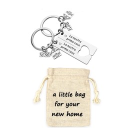 LUOKIFUR New Home Housewarming Stainless Steel Keychain (2pcs), 2023 Charm, First Home Gift for New Homeowners, Unisex-Adults