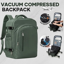 HYC00 Vacuum Travel Backpack with Pump, Vacuum SealCompression Backpack, Large Travel Bag For Women Men, Durable Outdoor Hiking Sports Rucksack, AirlineApproved Carry On Backpack, Travel Essentials Traveling Bag:_Gray brown3637
