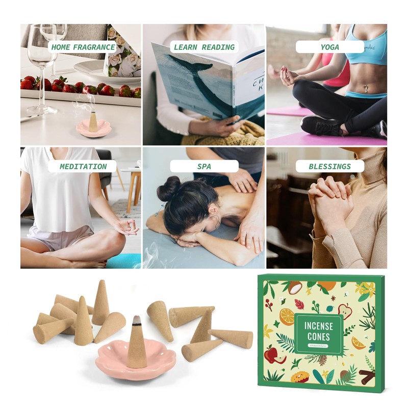 SCENTORINI Incense Cones Gift Set 120 Cones with Holder 8