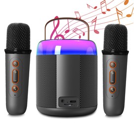Karaoke Toys for Kids & Adults with 2 Microphones, Portable Karaoke Machine with LED Light and Voice Changing Effects, Gifts for Age 3-18 Kids Boys Girls Families Birthday Party