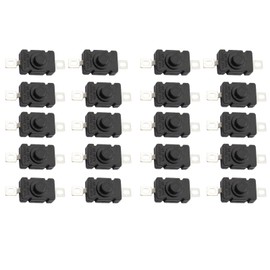 20 Pcs Self-Lock Push Button Switches, KAN-28 ON-Off Mini Switch Push Switch for Flashlight (Flat Pin)