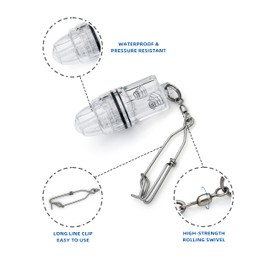 BLUEWING 3pcs Deep Drop Light LED Fishing Light 2100 ft Underwater Fish Attracting Lamp Fishing Flashers for Swordfish, Tilefish, Halibut, Tuna, Grouper, White, 4.3"