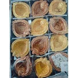 Mitti/Clay/Terracotta Diyas Diya Deepak withBatti Diya- Handmade Mitti Diya for Diwali Decoration Puja - (Golden) Handpainted Diya for Home Indoor Outdoor Diwali (Pack of 12)