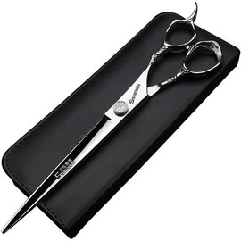 Professional Hair Cutting Shears,7/8 Inch Hair Scissors Straight Edge Razor Sharp Scissor Barber Hair Cutting Scissors Hairdressing Haircut Japan 440c Stainless Steel (8 inch flat) - Color: 7-inch 3pc-b