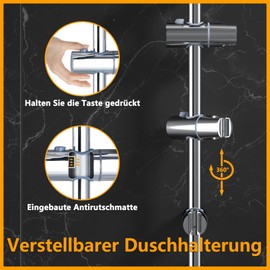 JOHO Shower Rail 0.7 m Stainless Steel Shower Rail with Shower Head Holder and Variable Wall Fixings for Variable Adaptation to Existing Drill Holes Wall Rail Chrome