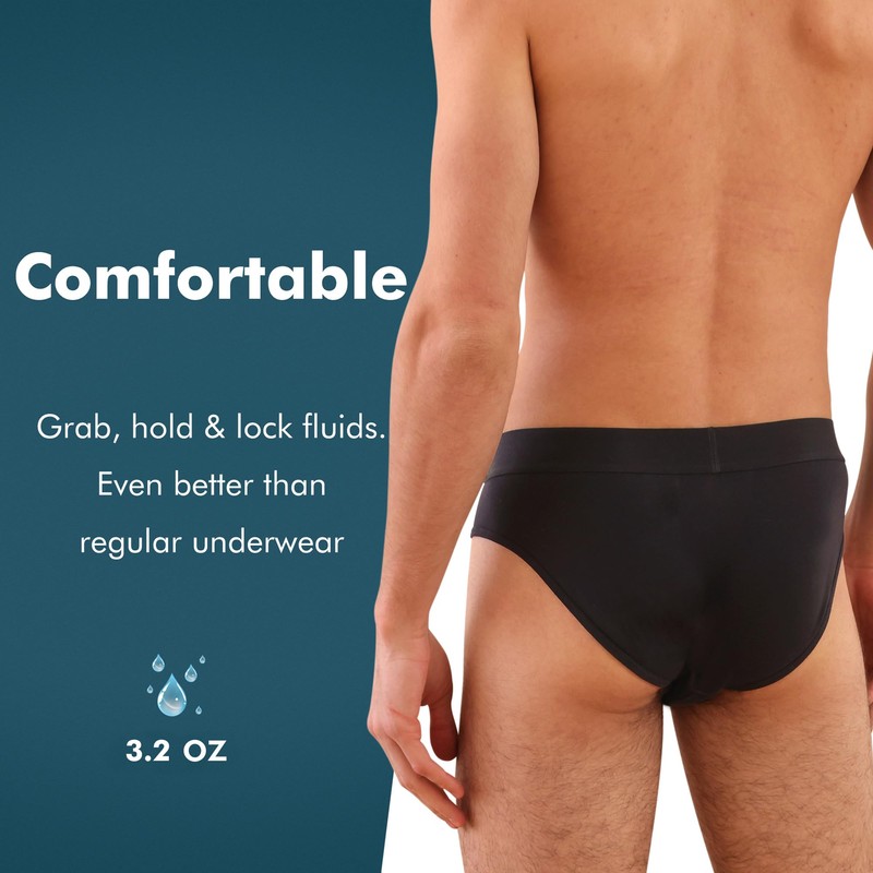 AIRCUTE Washable Urine Incontinence Underwear for Men, Reusable Cotton Absorbency