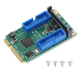 MINI PCIE to USB3.0 Front Expansion Card for Windows XP/2003/Vista Win7/win8/win10/2003/Linux(Dual 19PIN（10313） )