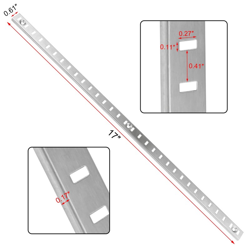 Bueyfolt 20 Sets 17 Inch Pilaster Shelf Brackets, Adjustable Mortise