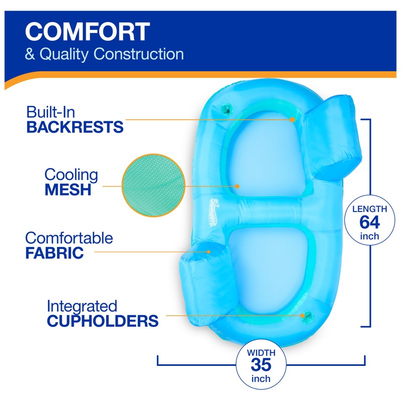 SwimWays Spring Float Premium Duo, Pool Chair Fits 2 Adults,