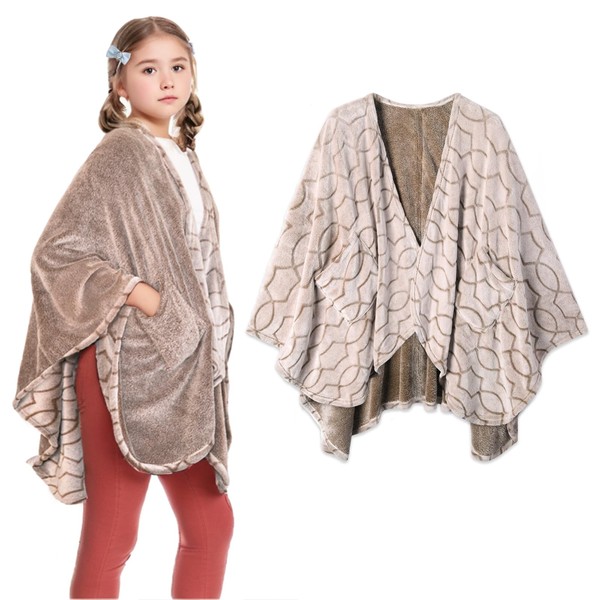 Bcareself Double-Sided Wearable Blanket Ultra Soft Flannel Shawl Blanket, Reversible
