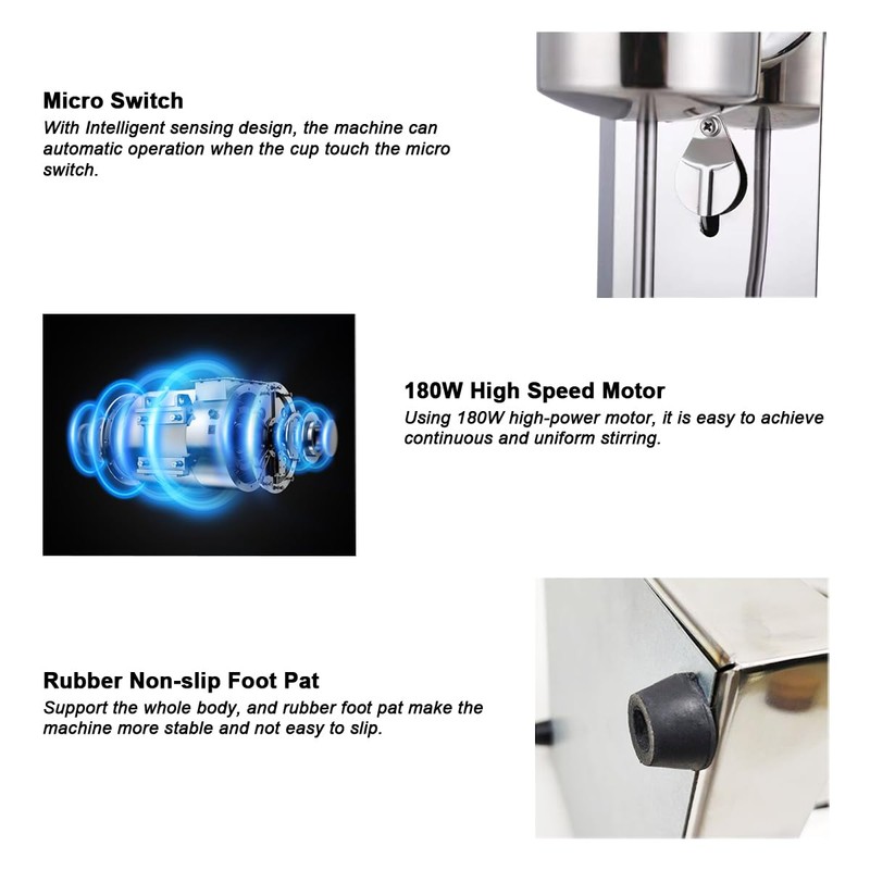 INTBUYING Dual Head Milkshake Machine Stainless Steel Milk Shake Machine