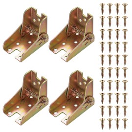 4 Pcs Folding Table Legs, 90 Degree Self Locking Foldable Hinges, Folding Locking Hinges, Folding Table Hinges, Lock Extension Hinges for Table Bed Leg Feet Work Bench Support Brackets (Brass Color)
