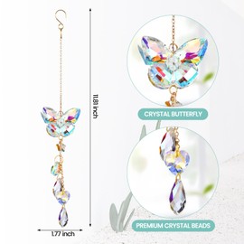 Crystal Suncatcher for Window, Car Crystal Hanging Decorations, Hanging Decoration for Car, Home Decoration, Birthday Gift (Butterfly)
