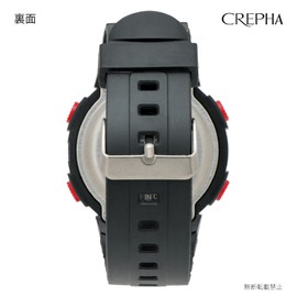 Clefer TS-D153-RD Digital Men's Waterproof Stopwatch with Urethane Strap, Black, Black