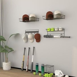 Smtoery 4 Packs Hat Organizer for Baseball Caps for Wall, Hat Rack Holds 50 Hats, Multi-Purpose Metal Hat Holder Storage Organizer for Wall, Door, Closet, No Drilling, Black