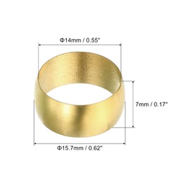 PATIKIL 14mm Tube OD Brass Compression Sleeves Ferrules, 25 Pack Brass Ferrule Fitting Brass Compression Fitting Assortment Kit for Air Water Gas Pipe