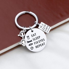 Eat Sleep Fix Eyes Repeat Optician Keyring Optician Gift M Stainless Steel