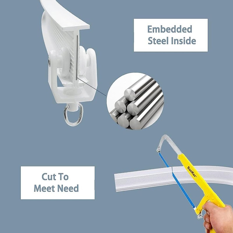 Yimisya Flexible Bendable Ceiling Curtain Track, Wall Mount Heavy Duty