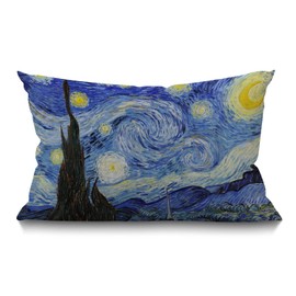 BGBDEIA Starry Night by Vincent Van Gogh Decorative Linen Cushion Covers 30 x 50 cm (12" x 20") Rectangular XXXX Throw Pillow Covers for Garden Patio Living Room Couch Sofa