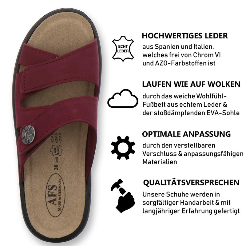AFS Shoes 2808 Comfortable Ladies’ Leather Mules, Practical Work Shoes