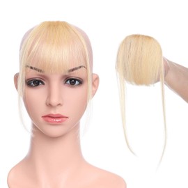 #613 Bleach Blonde Fringe Hair Piece Human Hair Bangs Clip in Hair Extension Thin Front Bang Real Remy