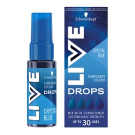 Schwarzkopf LIVE Colour Drops Vegan Semi-Permanent Blue Hair Colour, 2 to 12 Washes, Colour Crystal Blue, 30 ml