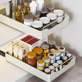 Pull out Cabinet Organizer Fixed with Adhesive Nano Film, Heavy Duty Expandable Slide Out Pantry Shelves Drawer Storage, Pull Out Drawer for Kitchen, Pantry, Home,11.81" W x16.92" D x 2.75" H