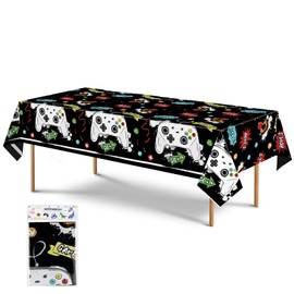 WERNNSAI Video Game Party Tablecloth - 1 Piece 137 x 274 cm Video Game Party Accessories for Boys Birthday Party Decoration Disposable Plastic Tablecloth for Children Game Theme Party