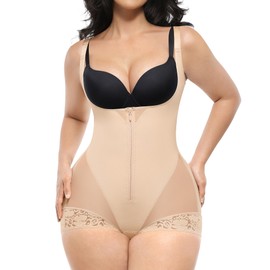 SHAPELLX Fajas Colombianas Moldeadoras Shapewear Bodysuit for Women Tummy Control Full Body Shaper Compression Shaping (Beige X-Large)