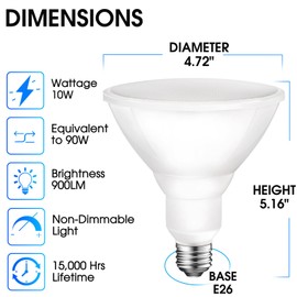 Energetic PAR38 LED Flood Light Outdoor Bulb, 3000K Warm White, 90 Watt Equivalent, Wet Rated, 900LM, E26 Base, Non-Dimmable, UL, 12 Pack Outdoor Flood Light Bulbs