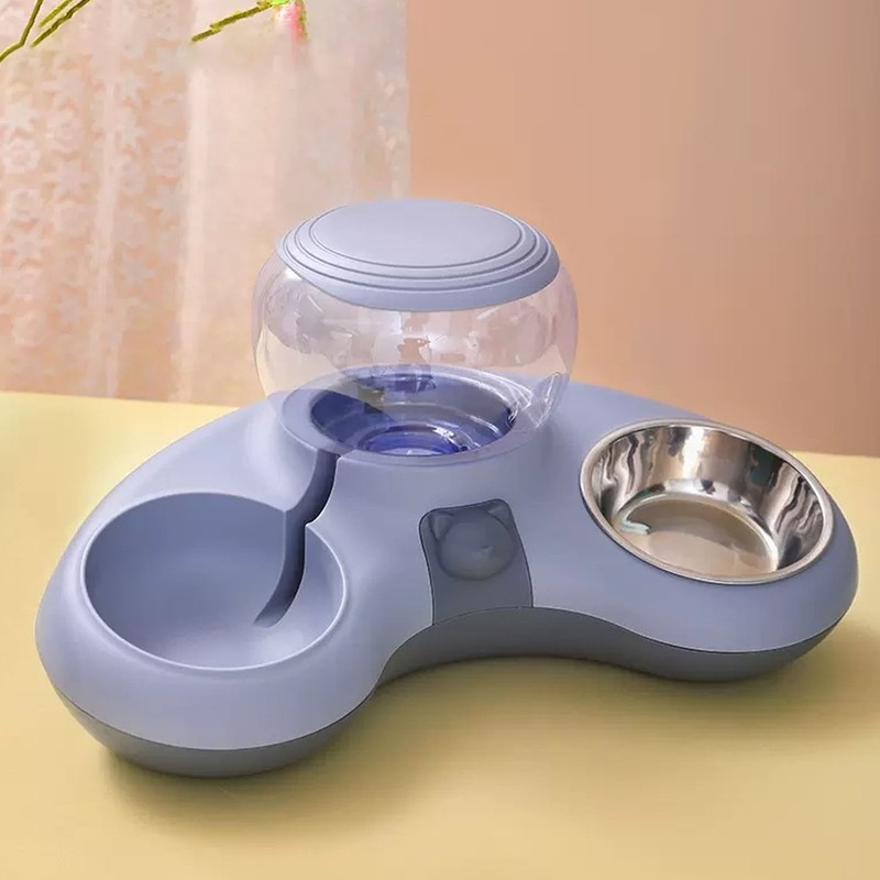 Double Cat Bowls Pet Food and Water Bowl Set Tilted