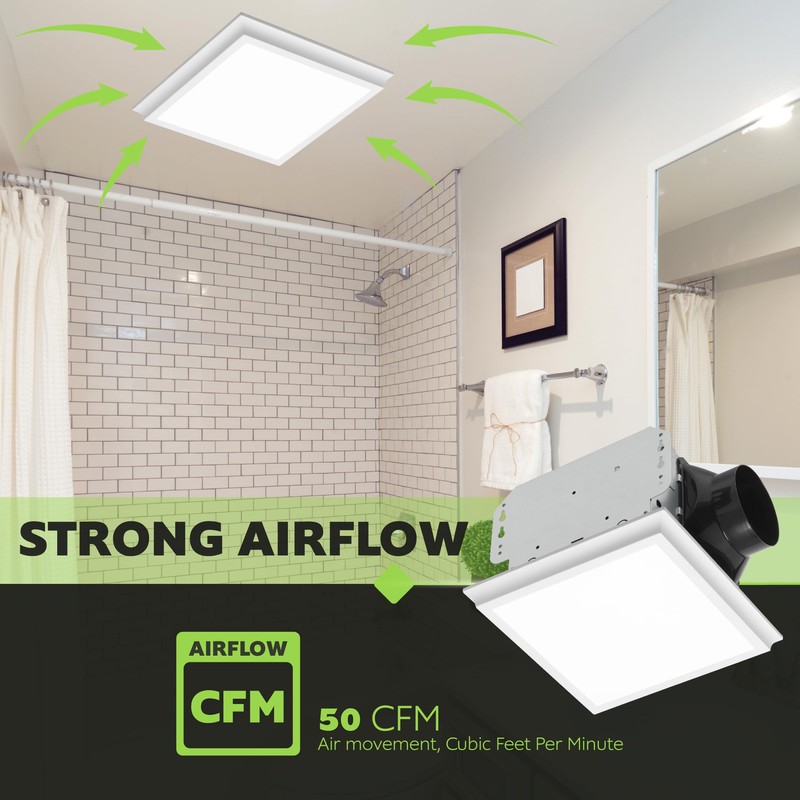 Homewerks 7141-50-G4 Bathroom Fan Integrated LED Light Ceiling Mount Exhaust